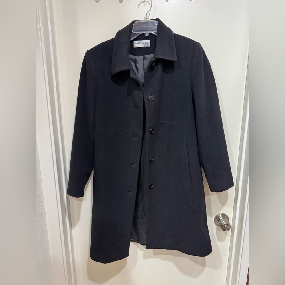 Sophisticated Black Trench Pea Coat for Women 100% Wool Size 8 (Vintage)